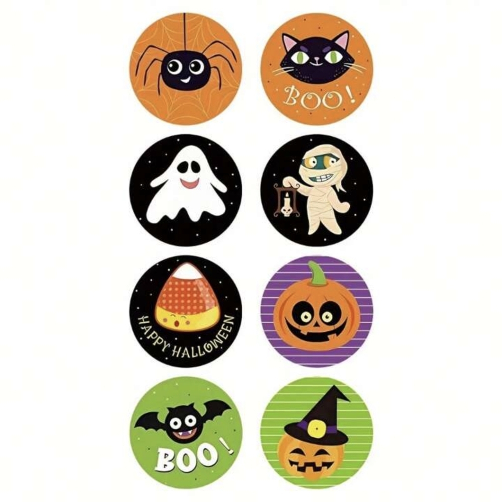 Halloween Assorted Stickers 1" - 500 Count NIP